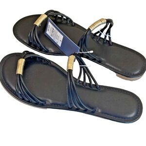 Universal Thread Women's Sz 9 Sandals Black Aura Two Band Slide New